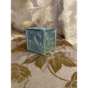 Vintage Raimond Japan, silver plate alphabet block coin bank, piggy bank.